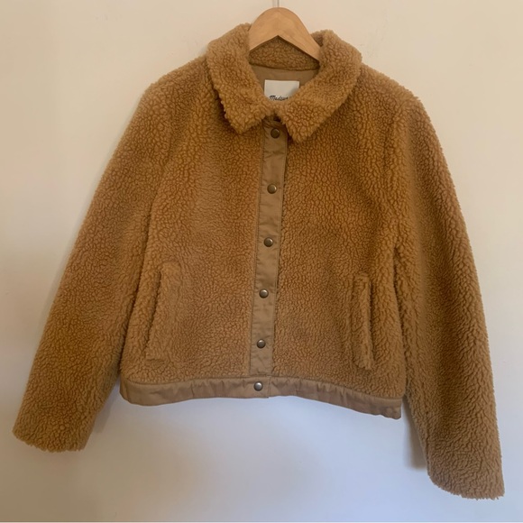 Madewell Sherpa Portland Jacket Women's Large Distant Sand Melange Crop Outdoor - Picture 2 of 9